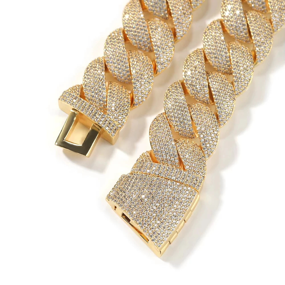 24mm Heavy Bubble Cuban Necklace Micro Paved Out Cubic Zirconia Fashion HipHop Jewelry For Party Gift