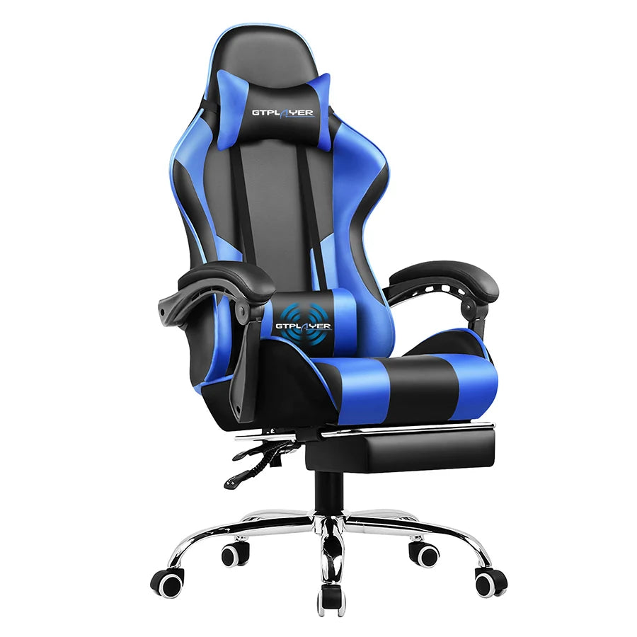 GTPLAYER Gaming Chair With Footrest Lumbar Support Adjustable Height