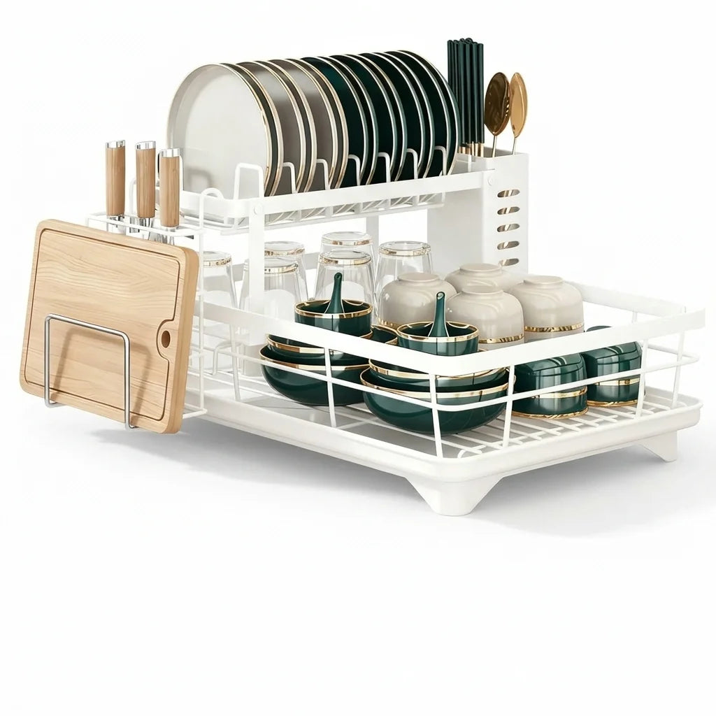 AEHOME Expandable 2 Tier Metal Dish Drying Rack