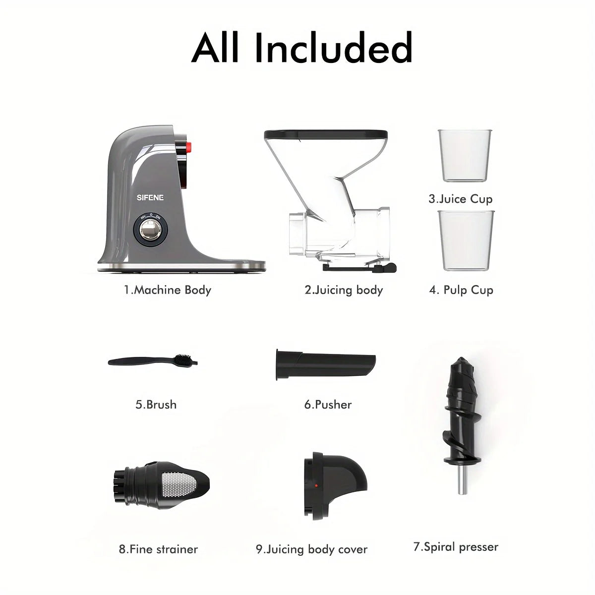 SIFENE Cold Press Juicer Slow Masticating Dual Mouth Anti Clog