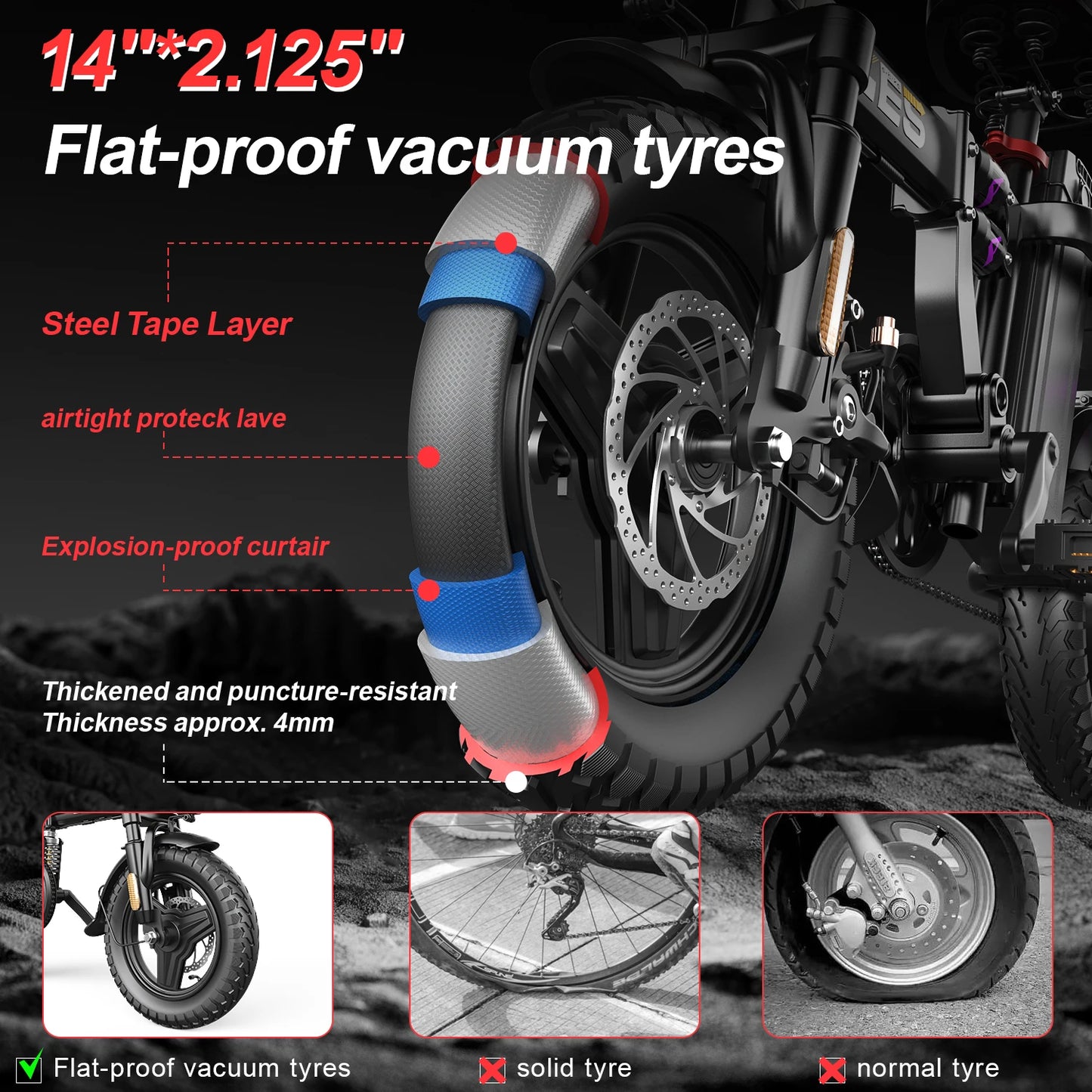 UPlee GE5 48V 15Ah Folding Electric Bike With 31-60km Range