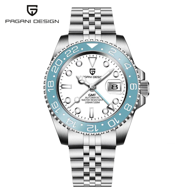 PAGANI DESIGN 40mm Automatic GMT Wristwatch Stainless Steel Waterproof Men Watch Top Brand Mechanical sports Watches Men PD-1662