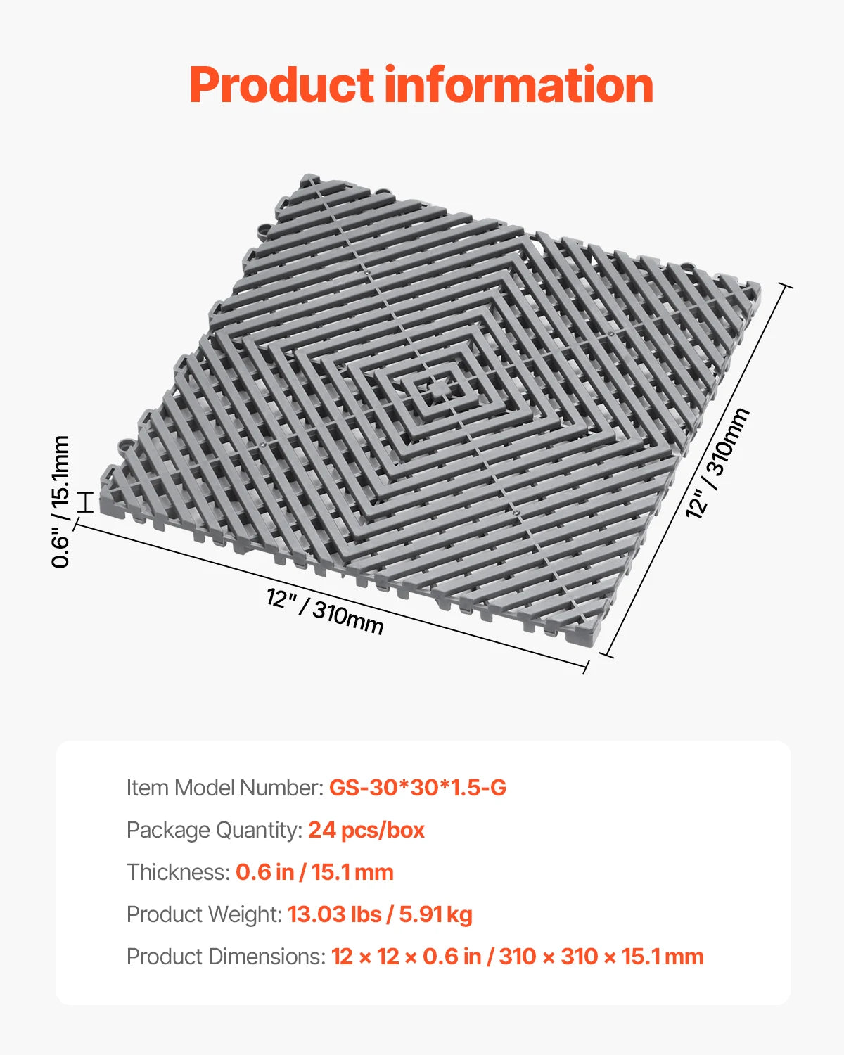 SucceBuy Interlocking Drainage Mat 12inx12in 12/24/40/50/55 Pcs Splicing Mats Non-Slip PP Drainage Floor Tile & Shower Mat