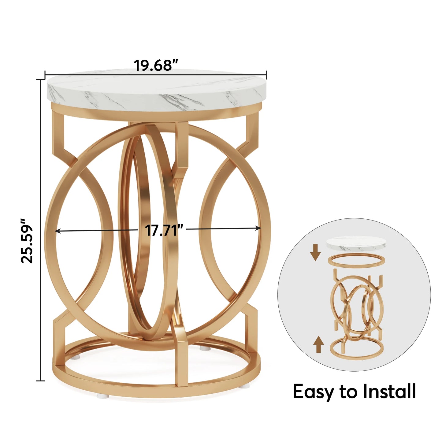 Tribesigns Modern Round End Table With O Shaped Base