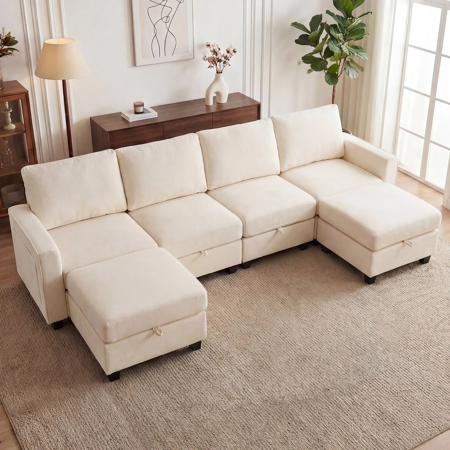 Modern Redlife U Shaped Sectional Sofa Set With Storage