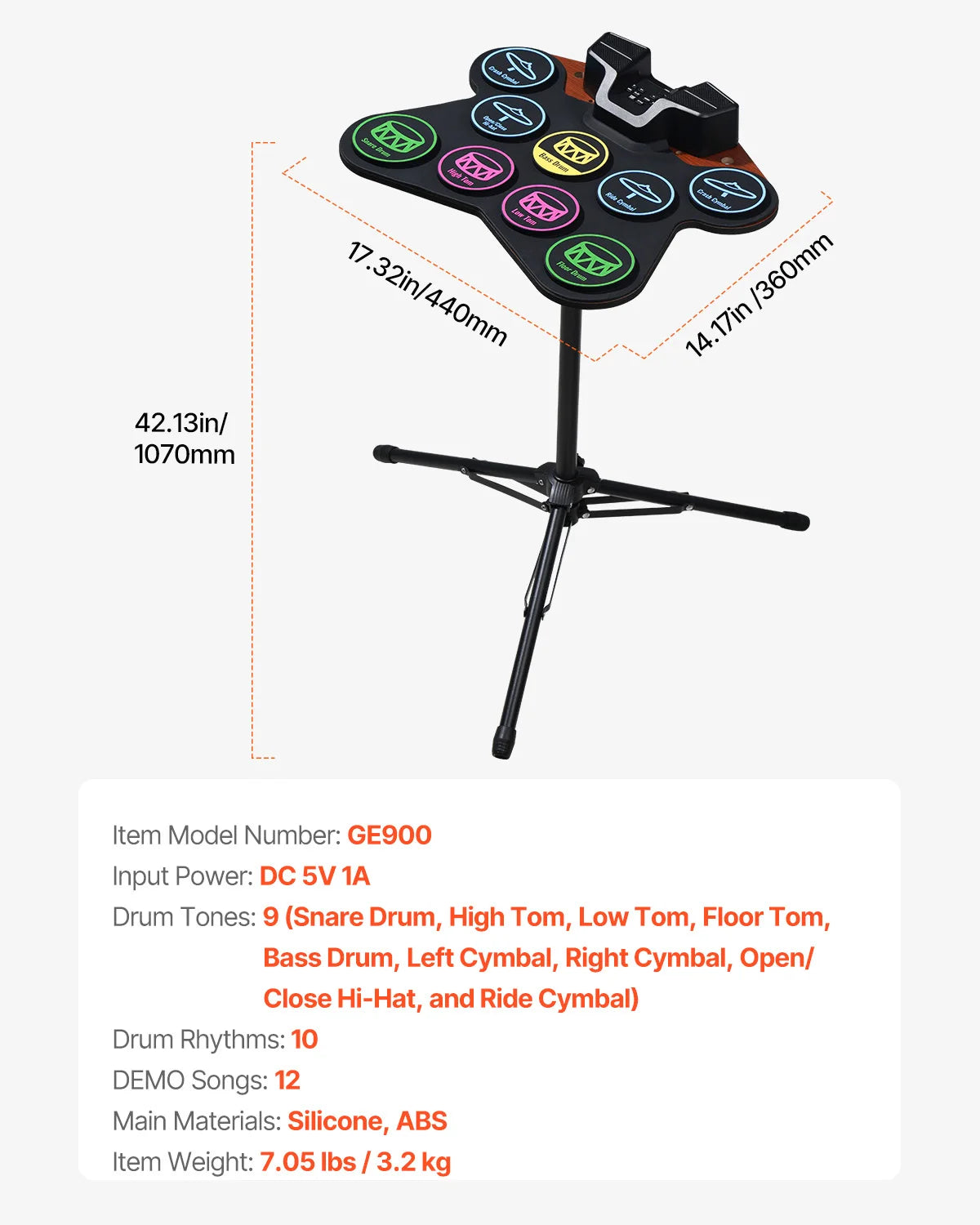 SucceBuy 7 Pad Roll Up Electronic Drum Set For Kids
