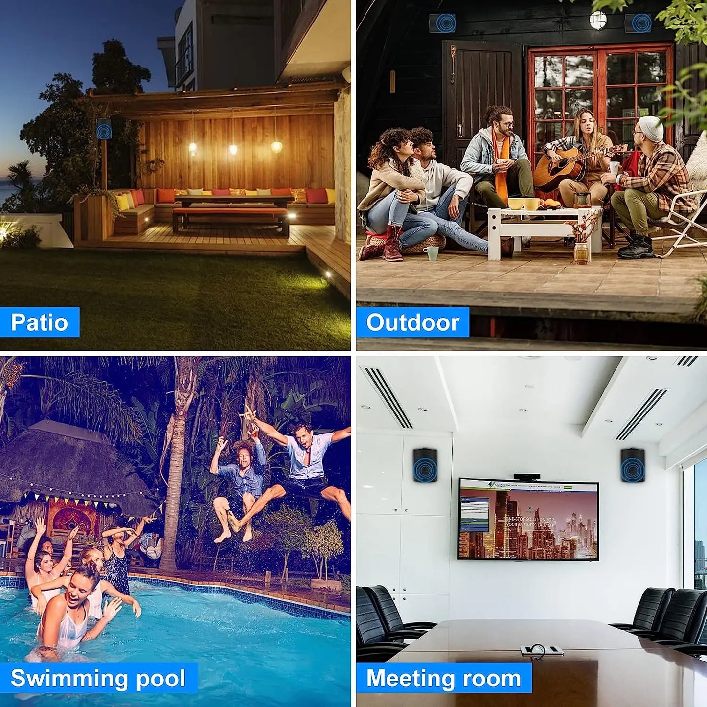 Herdio Dual Indoor Outdoor Waterproof Wall Mount Speakers System