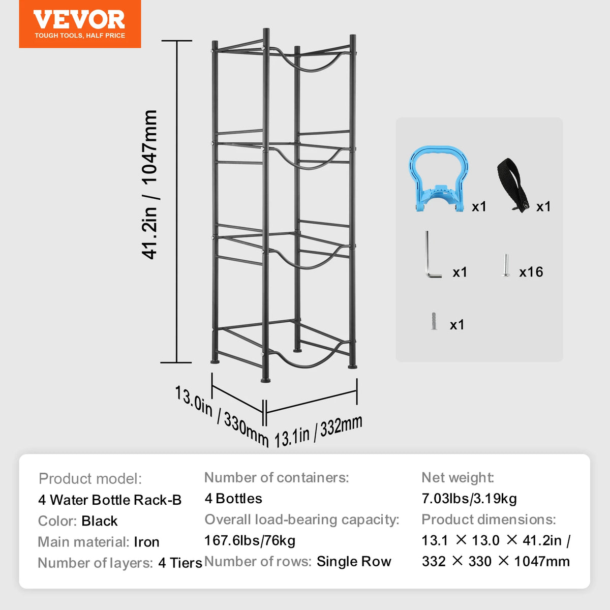 SucceBuy 3/4/5 Tiers Water Jug Holder Iron Water Bottle Holder Double/Single Row Easy Installation for Kitchen Office Livingroom