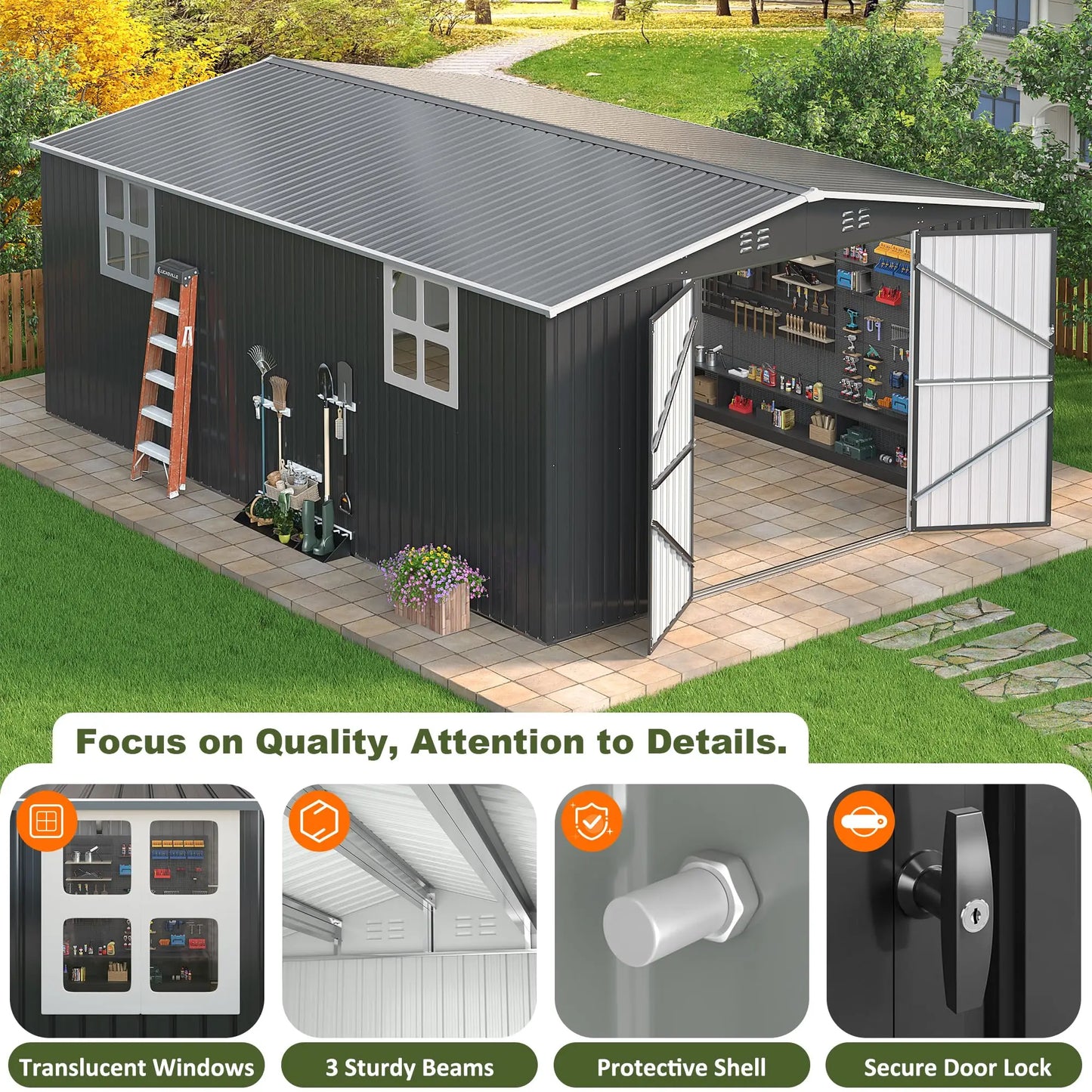 Viwat Heavy Duty Outdoor Metal Storage Shed