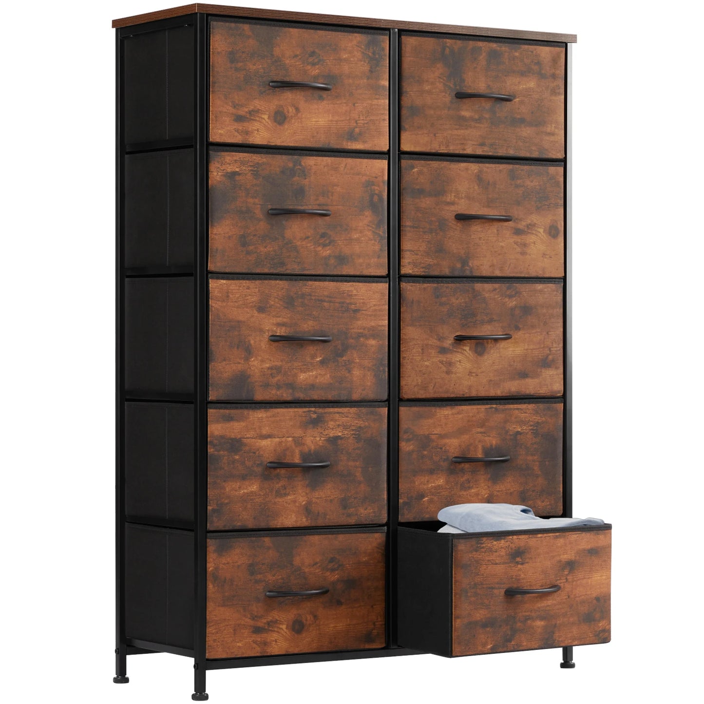 JHK Steel Frame Wardrobe With 10 Fabric Drawers