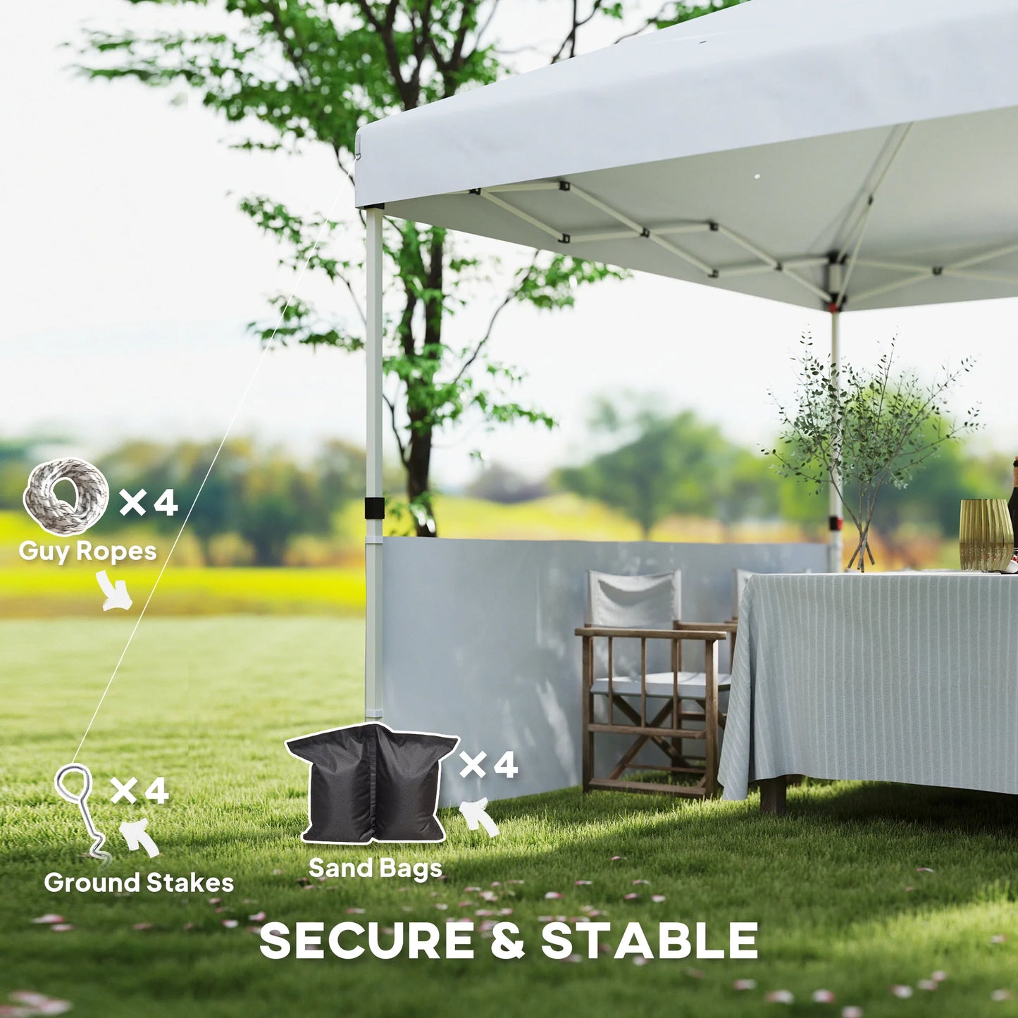 10' X 10' Pop up Canopy Tent with 2 Half Sidewalls, White