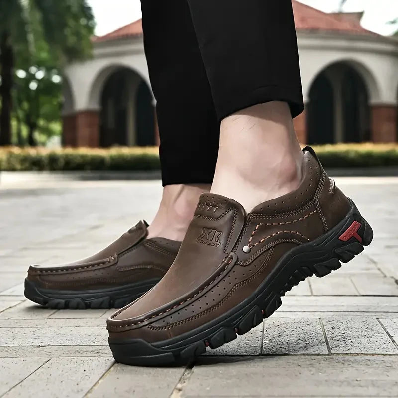 Abfuber Handmade Leather Casual Men Slip On Loafers