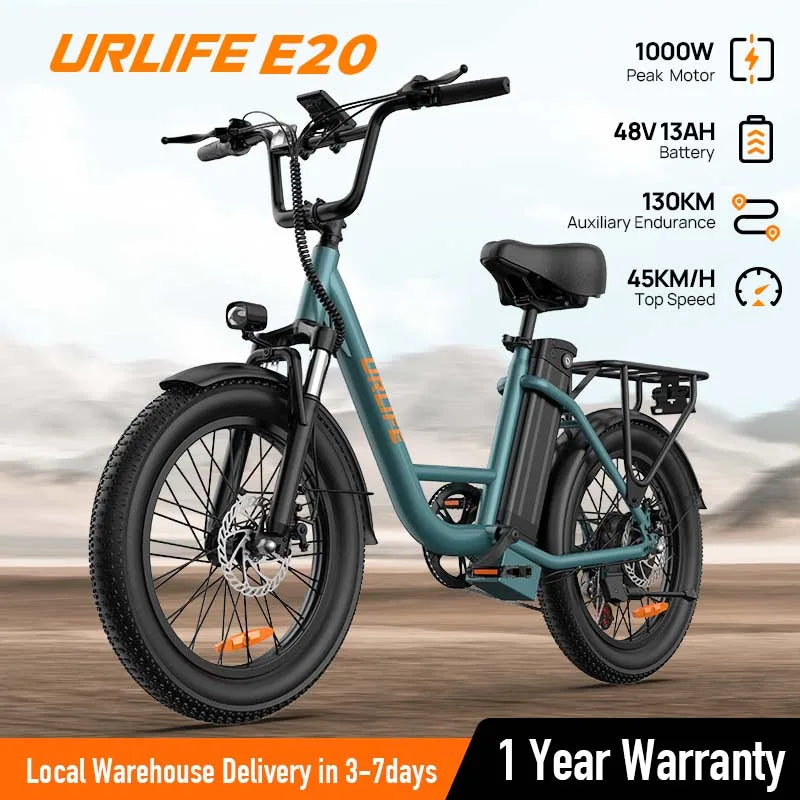 URLife E20 Electric Fat Tire Bike With Dual Discrim Brakes