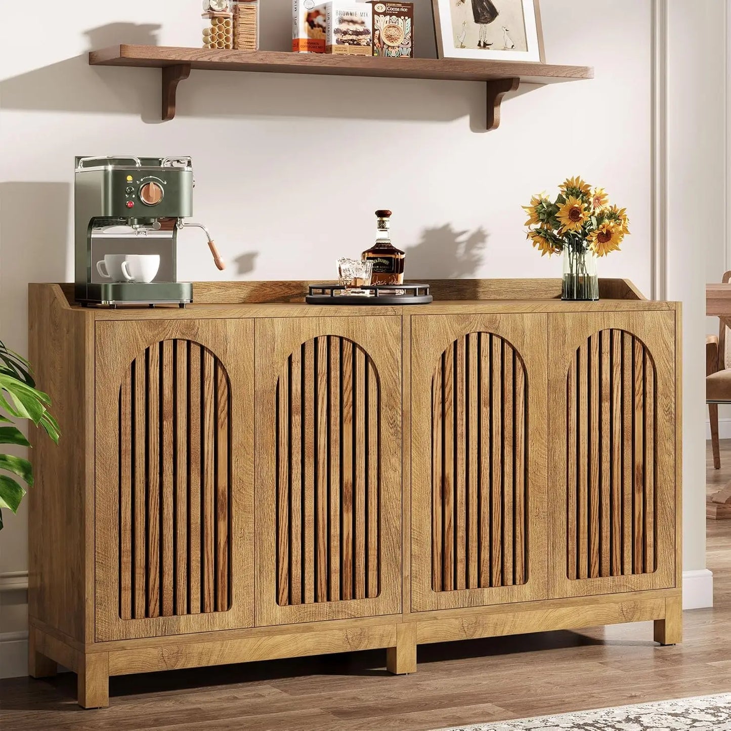 Little Tree Buffet Cabinet With Doors And Shelves Storage Dining Room