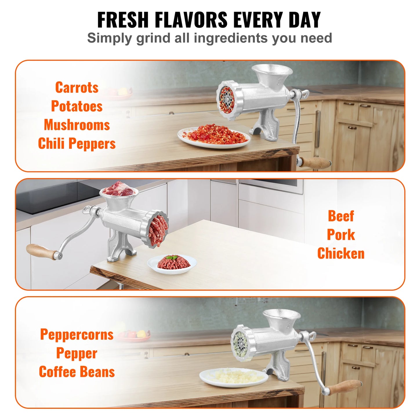 Succebuy Manual Meat Grinder Heavy Duty Cast Iron Table Clamp