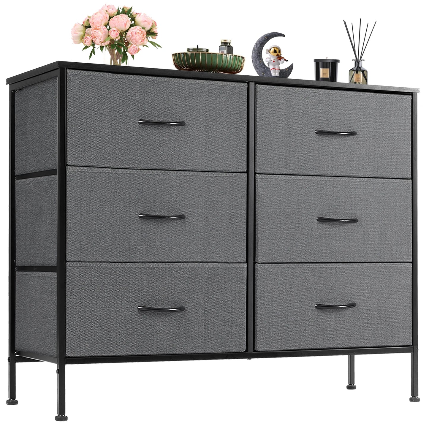 JHK Fabric Cabinet With Six Drawers For Living Room Storage