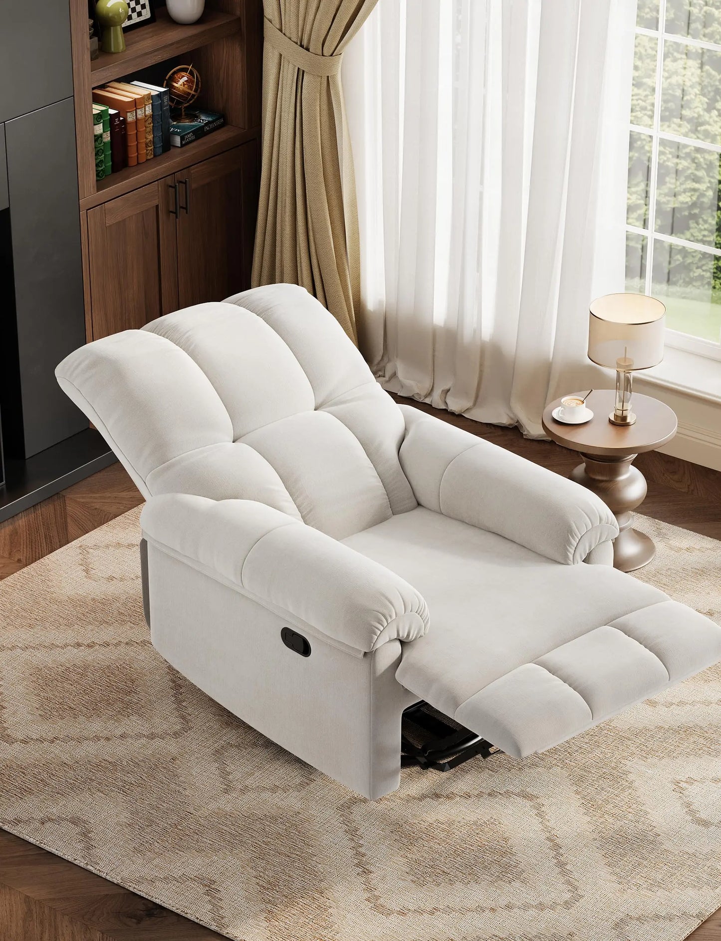 HiMISS Chenille Recliner Chair With Swivel Rocker Padded Armrests