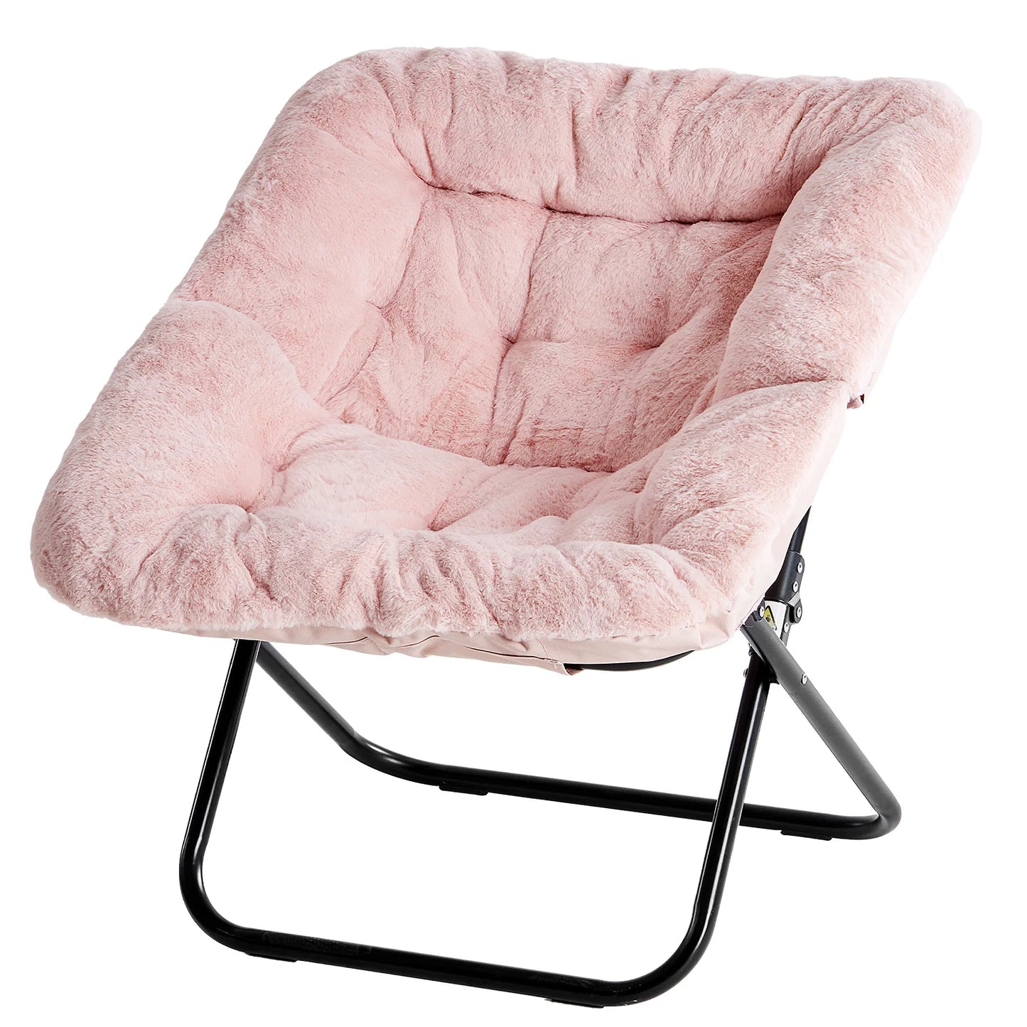 JHK Large Faux Fur Saucer Chair With Metal Frame