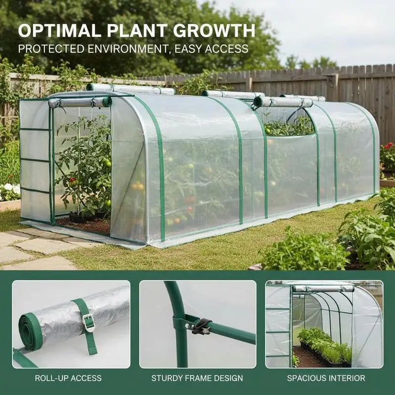 PVC Tunnel Greenhouse With Steel Frame For Garden Backyard