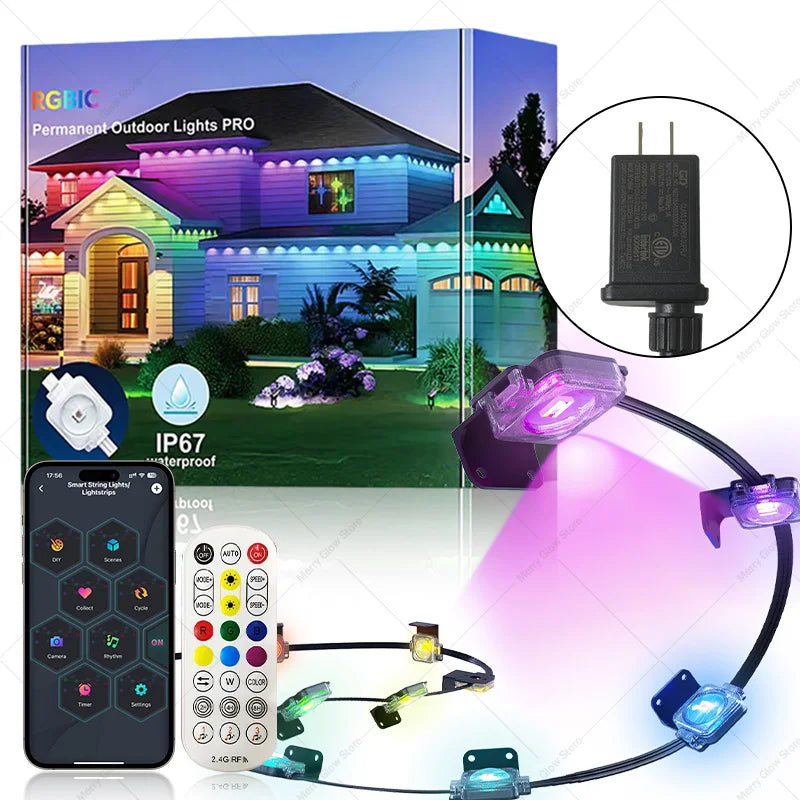 MIMIRGB Smart RGBIC Outdoor String Lights IP67 Waterproof Alexa Compatible