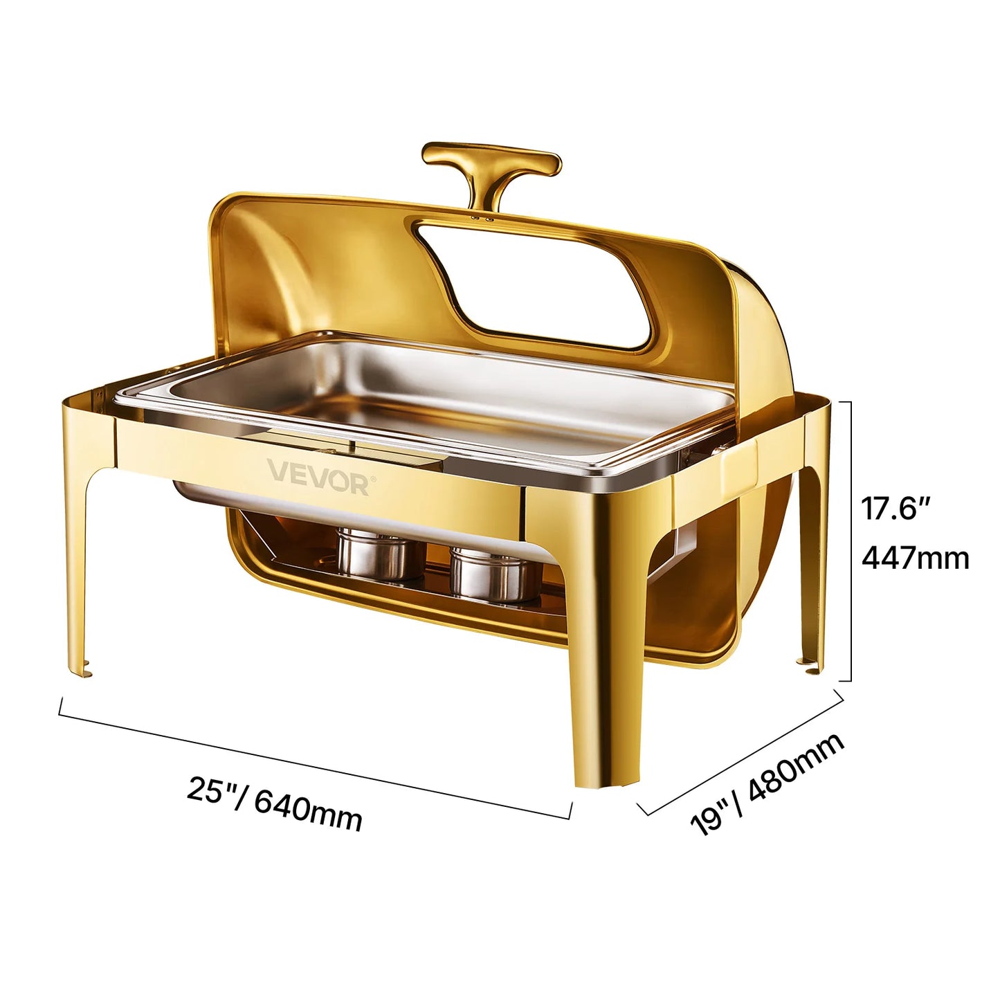 SucceBuy 9Qt Roll Top Chafing Dish Buffet Server Stainless Steel