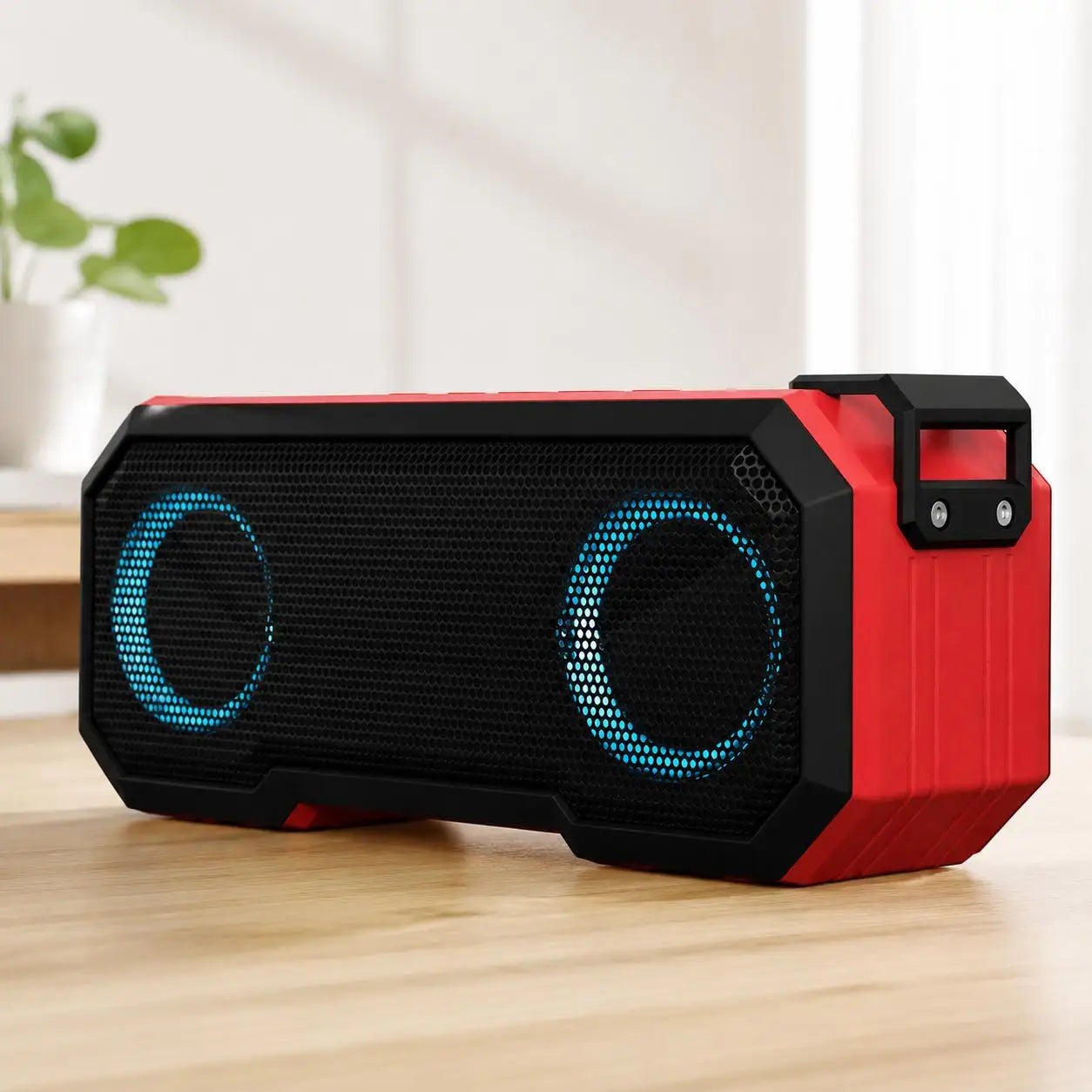 Portable Bluetooth Speaker Wireless LED Flash Light TWS Bass Stereo IPX7 Waterproof Loudspeaker FM Radio 12 Hours Playtime Subwoofer Outdoor Boombox for Pool Beach Party Camping Travel Smartphone Compatible