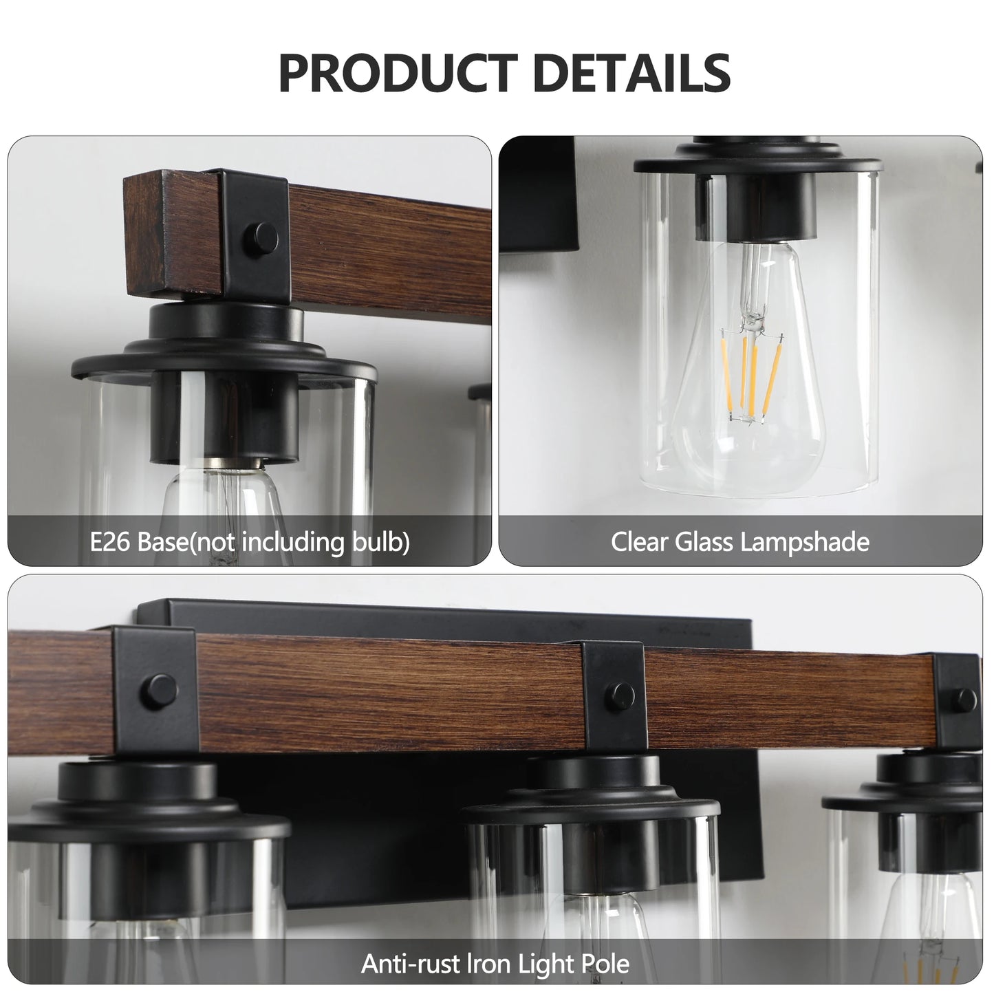 ARLGSITE 6 Lights Farmhouse Vanity Light Fixture Rustic Bathroom Sconce