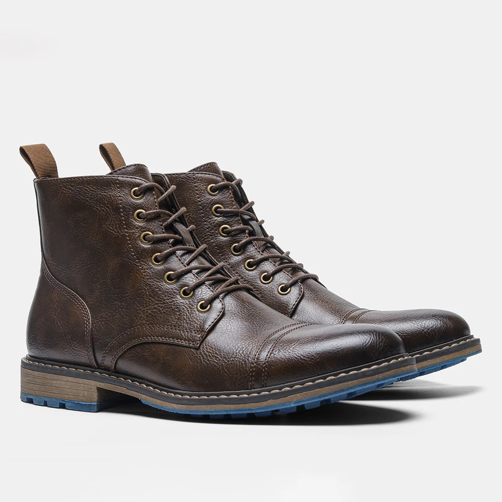 Hecrafted Classic Mens Boots With Zipper Leather Fashion