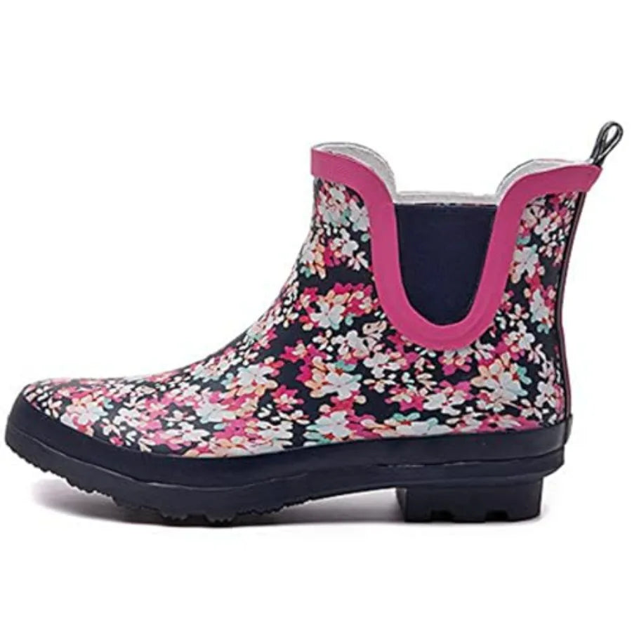 SwiftFrog Women's Waterproof Rain Boots Anti Slip Floral Print