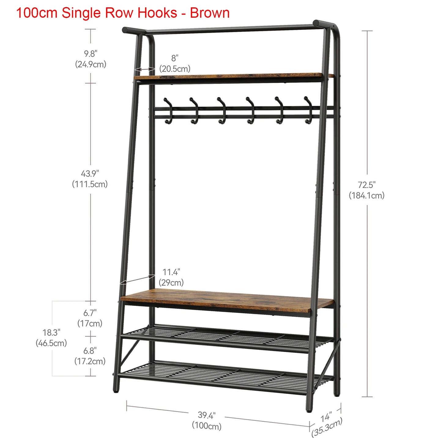 TWISTER.CK Coat Rack Shoe Bench 4 In 1 Hall Tree With Steel Frame