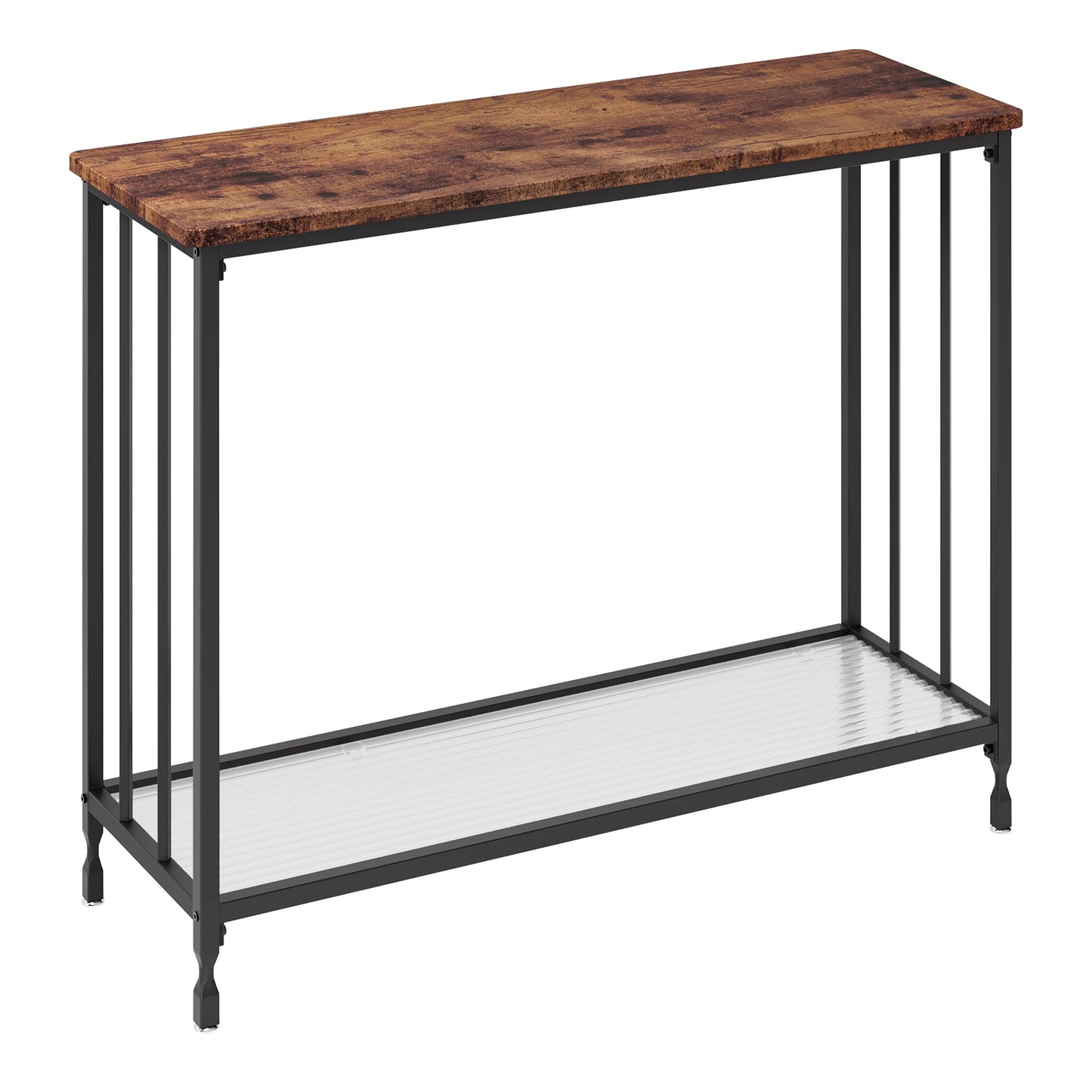 HobbyLane Console Table With Glass Shelf And Metal Frame For Hallway Living Room