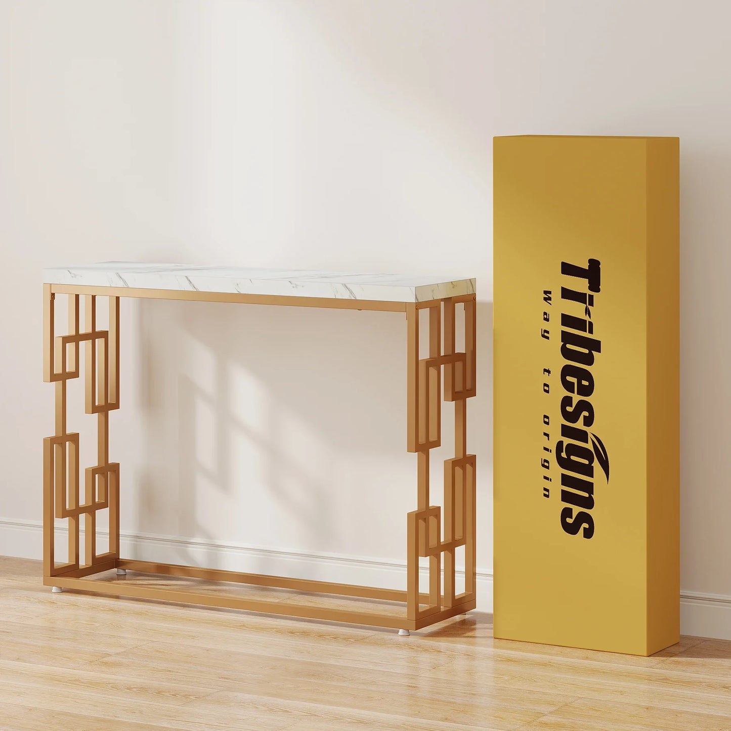 Tribesigns Console Table With Faux Marble Top For Entryway