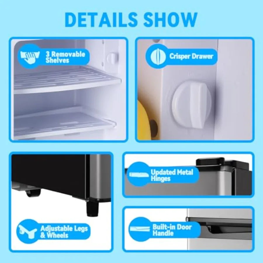 Compact Stainless Steel Mini Refrigerator With Freezer For Dorm Use