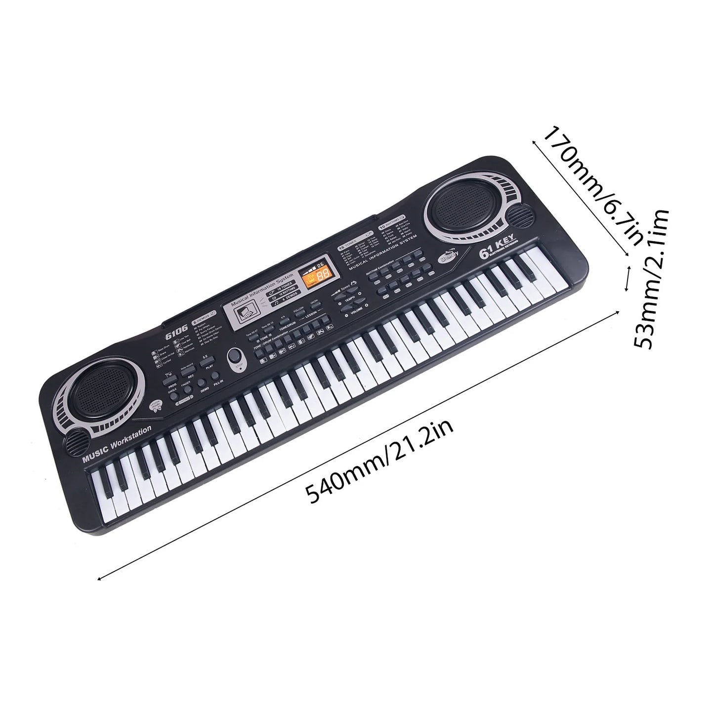 61 Keys Black Digital Music Electronic Keyboard Electric Piano Kids Musical Instrument Musical Instrument Electronic Keyboard