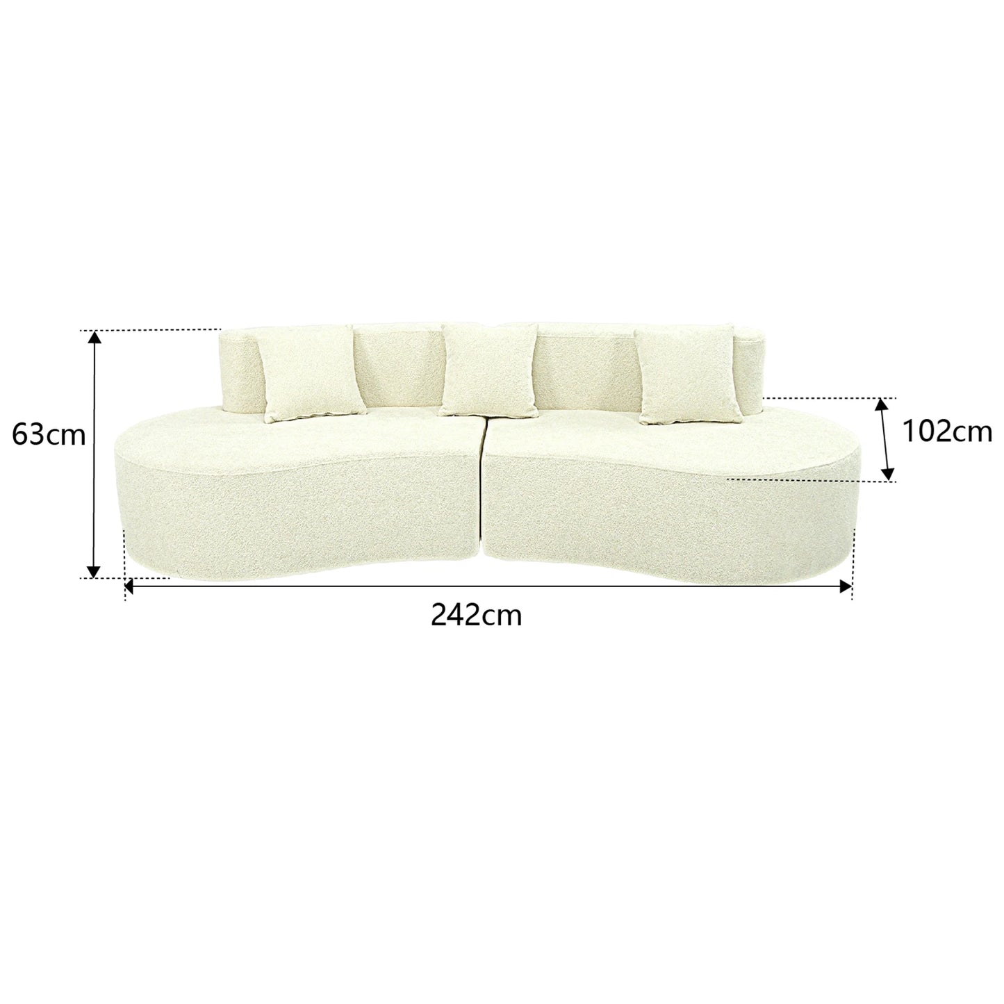 Curved 4 Seat Modular Sofa Half Moon For Living Room