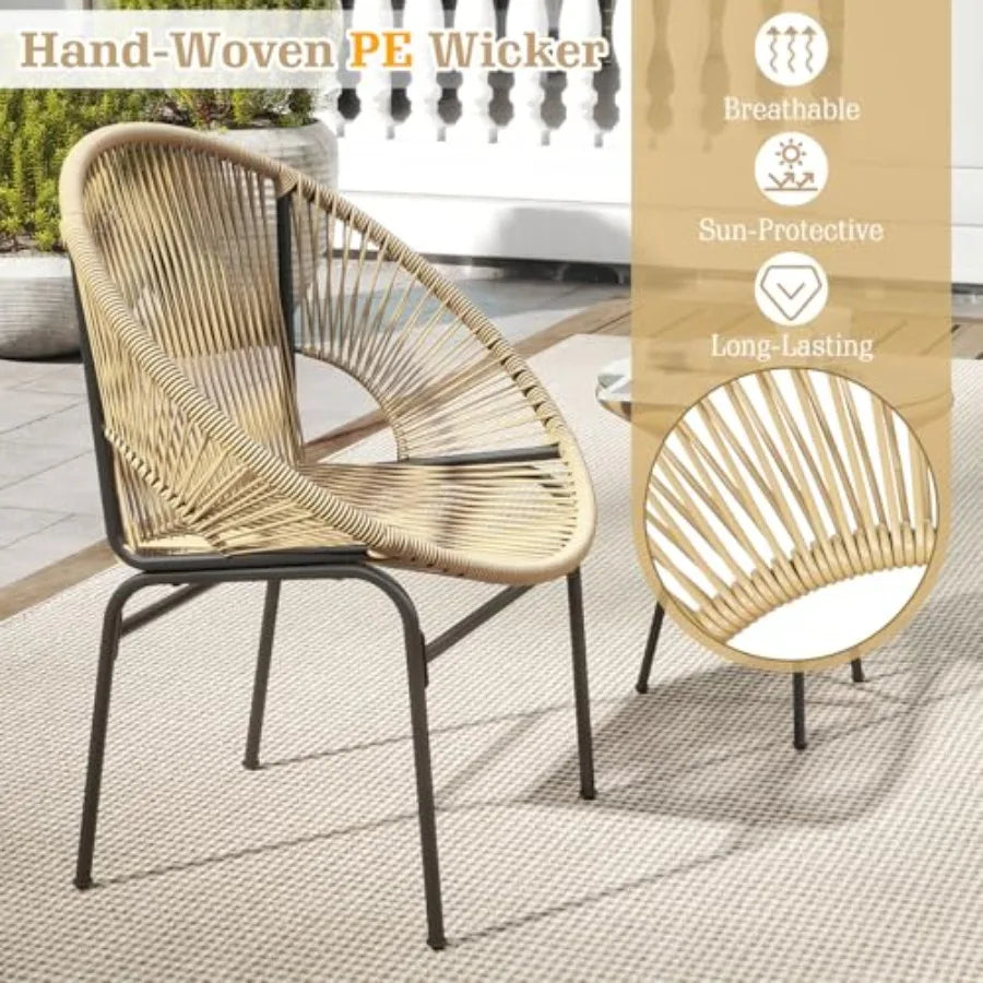 Acapulco Style 3-Piece Outdoor Patio Furniture Set With Glass Table All Weather