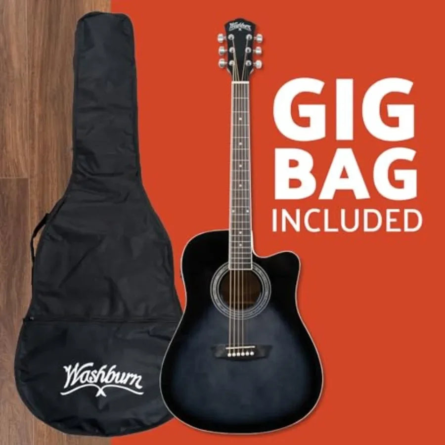 WA90CE Acoustic-Electric Guitar Kit Dreadnought Cutaway, Okoume Body, Natural Finish Built-In Tuner, Ideal for Holiday Gifting,