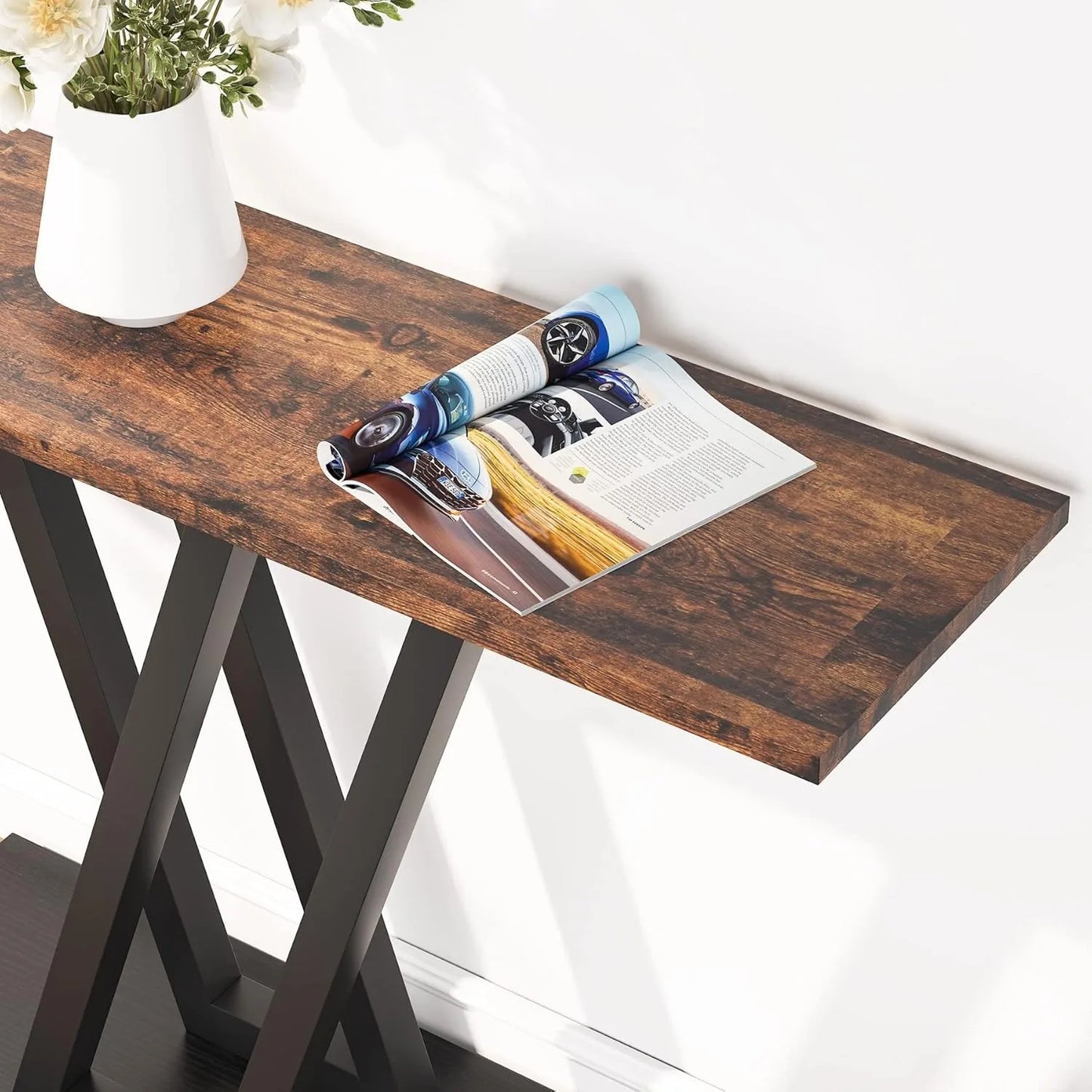 LITTLE TREE Industrial Console Table For Entryway And Living Room