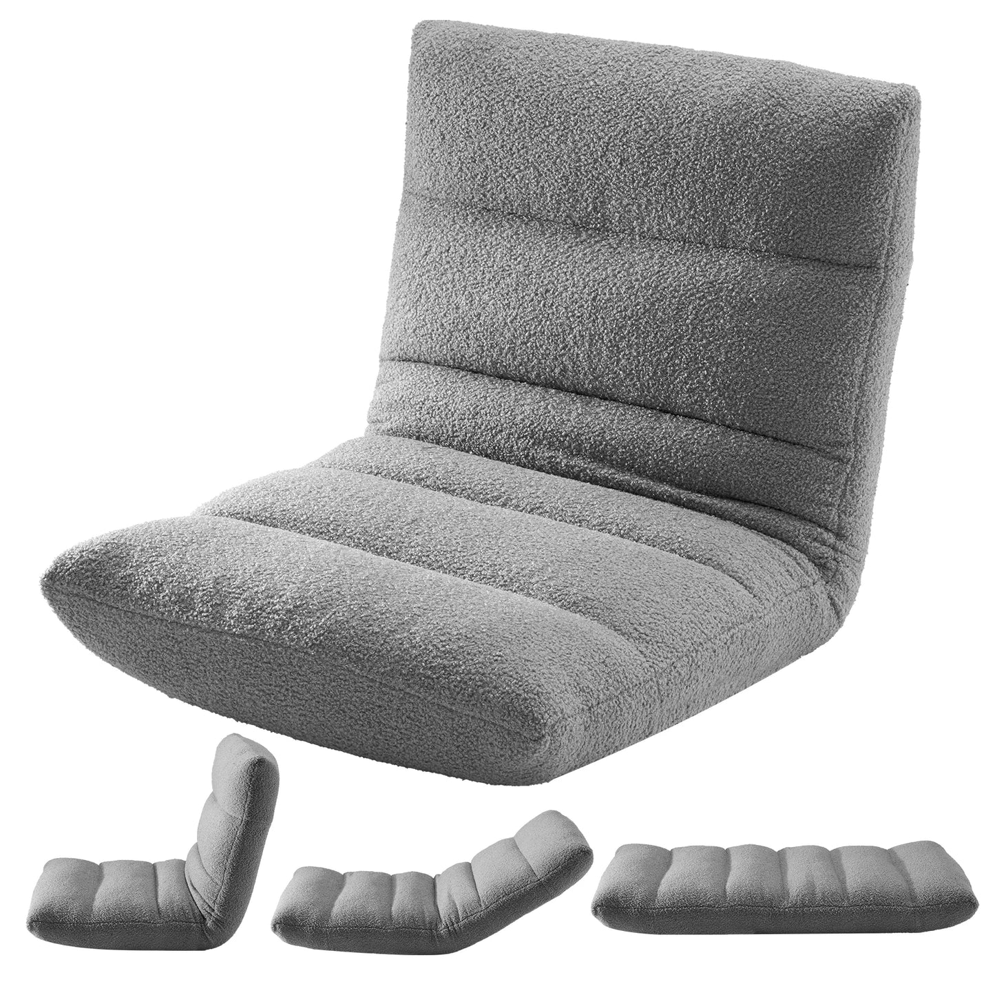 JHK Folding Floor Chair With Back Support And Velvet