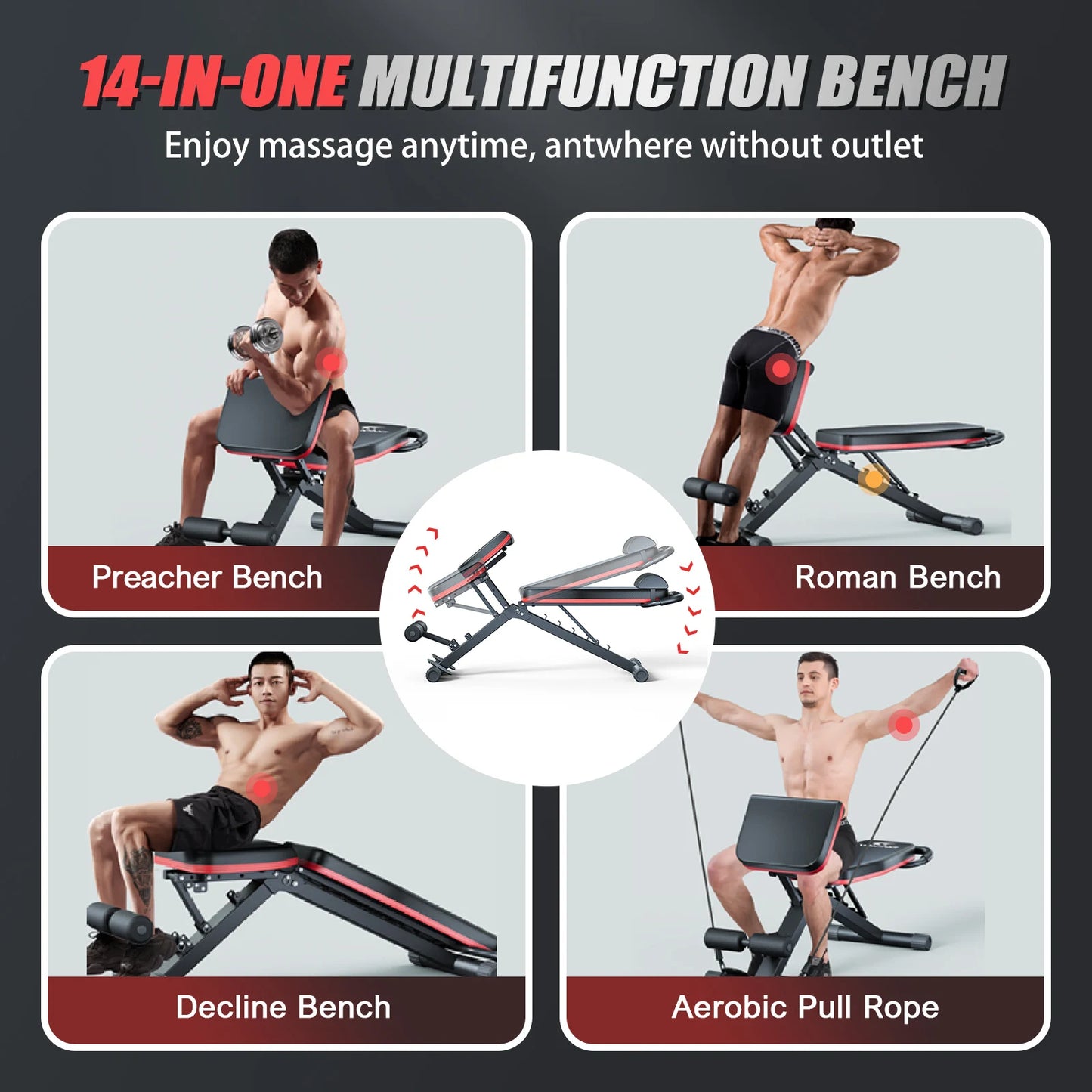 Pre-Assembled Foldable 14-in-1 Dumbbell Bench