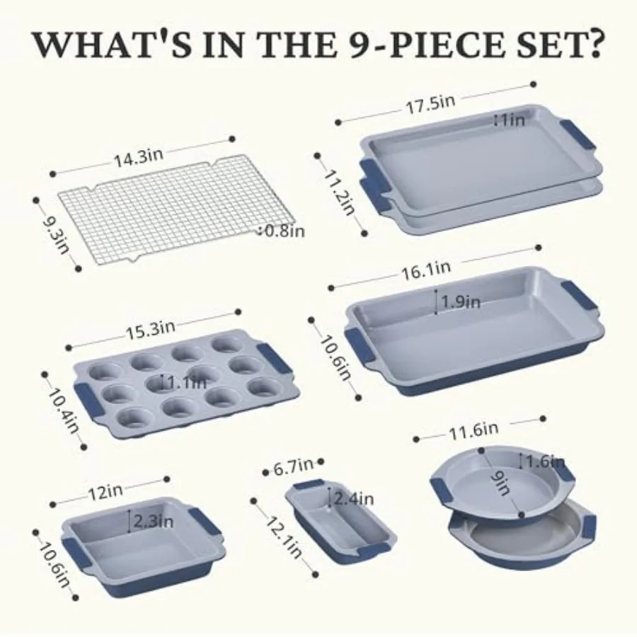 Nonstick Ceramic Bakeware Set Heavy Duty Aluminized Steel