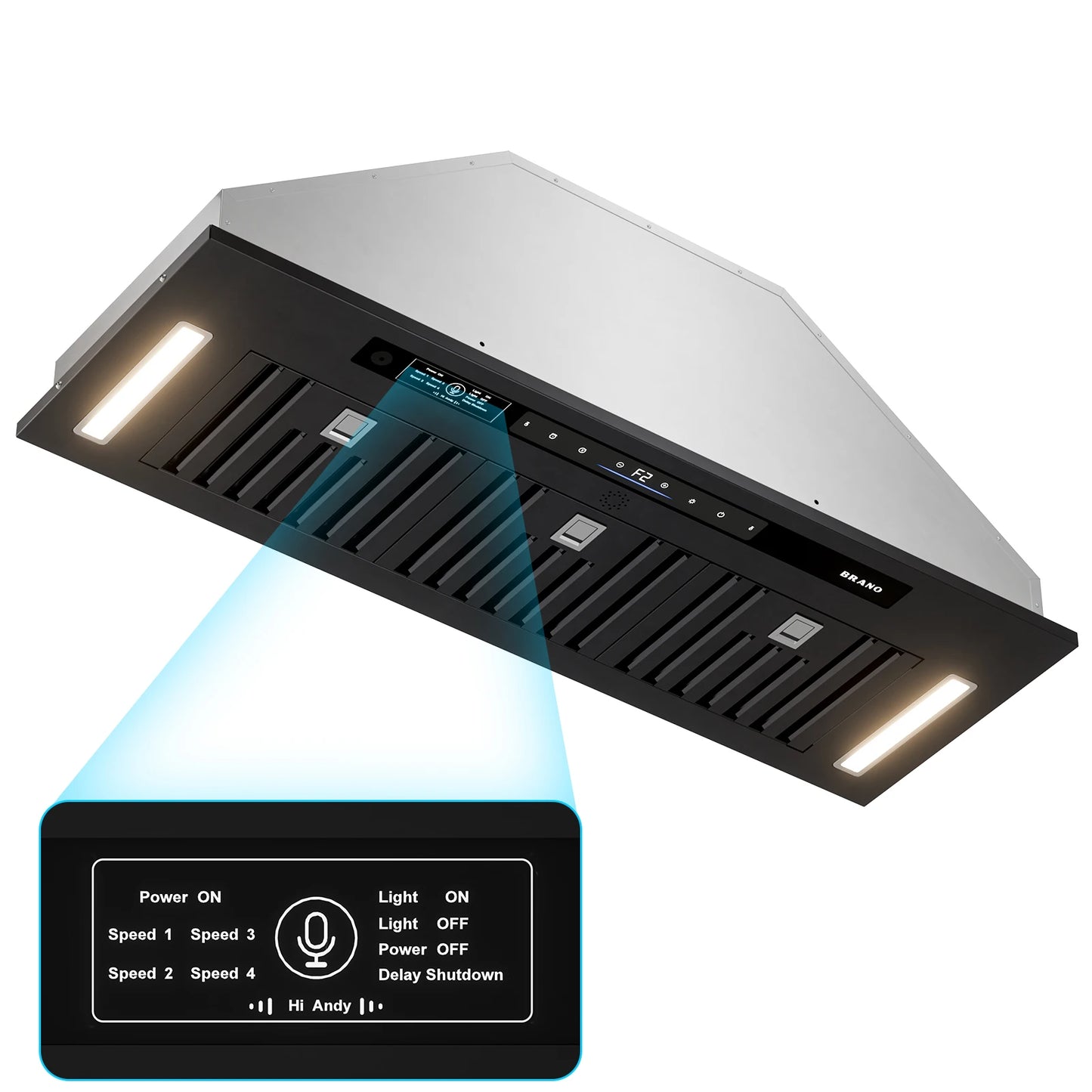BRANO Range Hood Insert 900 CFM Voice Gesture Touch Control