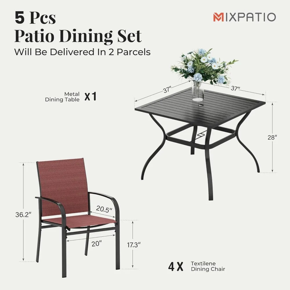 Patio Table and Chairs Set for 4 People Outdoor Dining