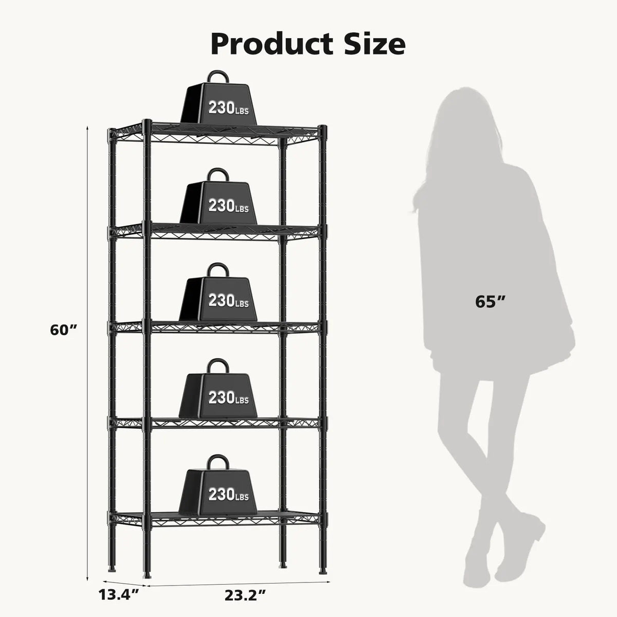 JHK Adjustable Metal Wire Storage Shelves Heavy Duty Bookcase Organizer