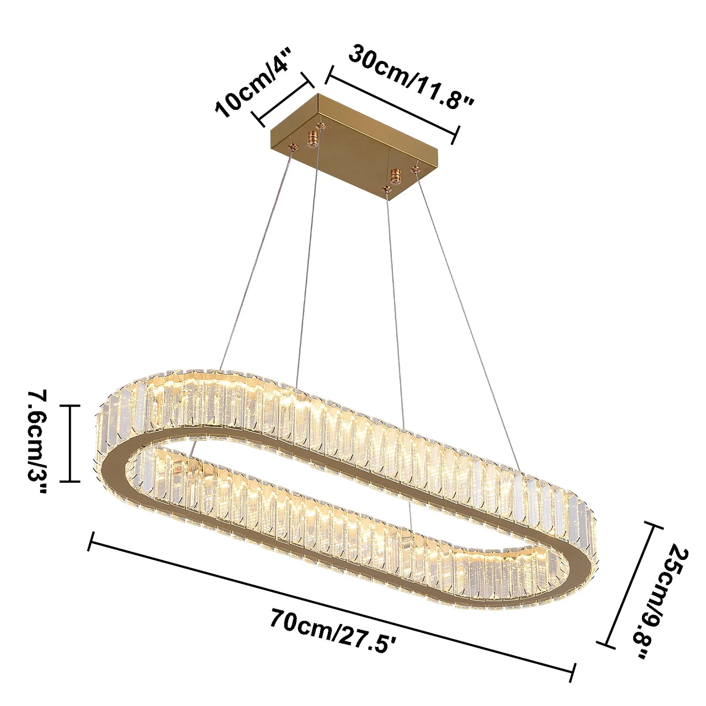 VETRULUS LED Crystal Oval Chandelier Pendant Light