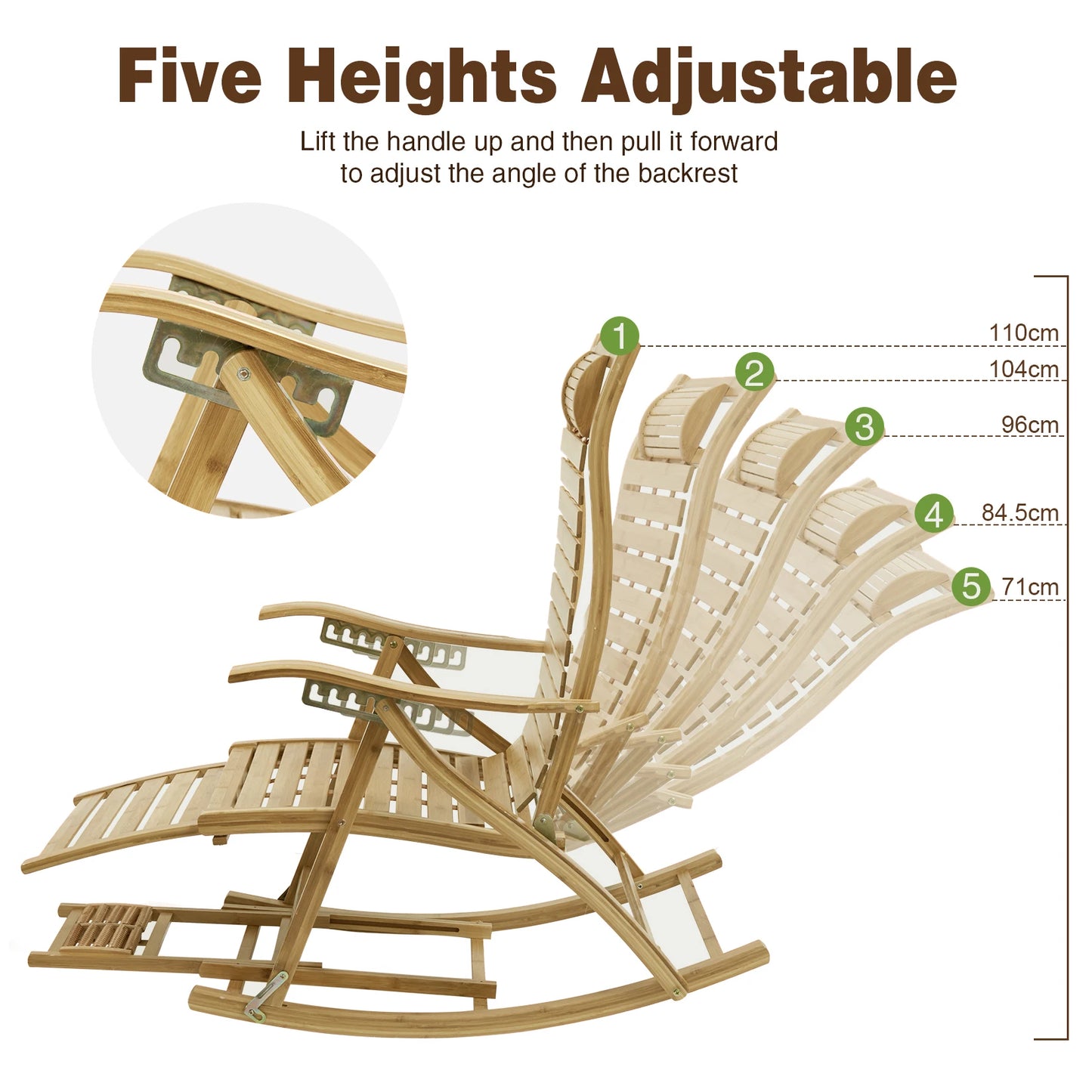 Folding Bamboo Rocking Chair for Indoor Outdoor Living