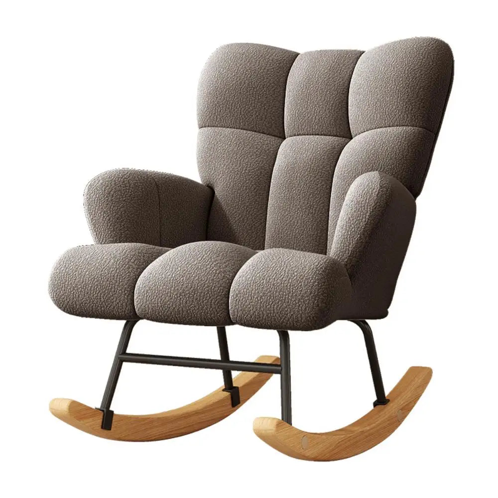 Rocking Chair Leisure Armchair With Padded Velvet Seat Solid Wood