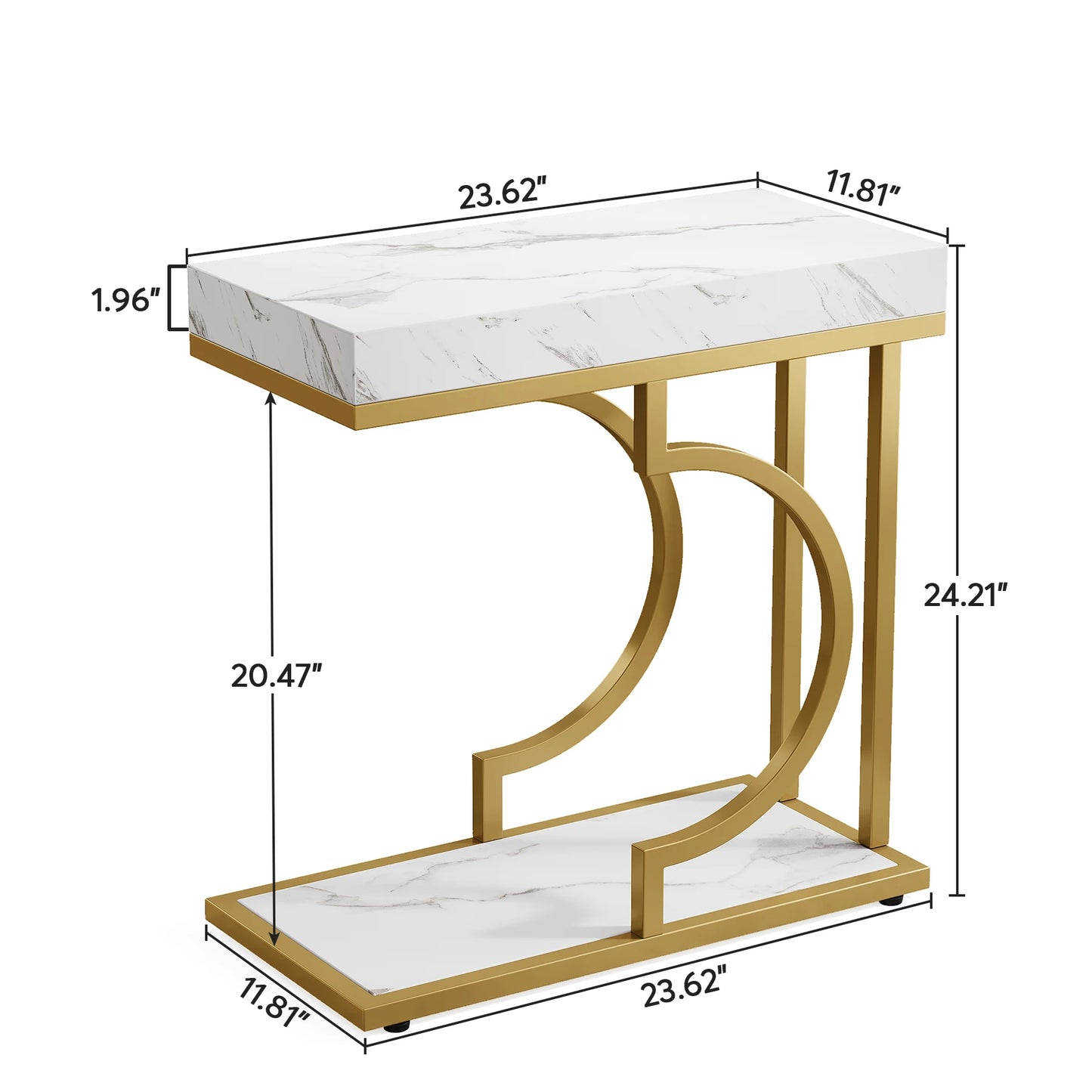 Tribesigns Narrow C Shaped Side Table Living Room End Table