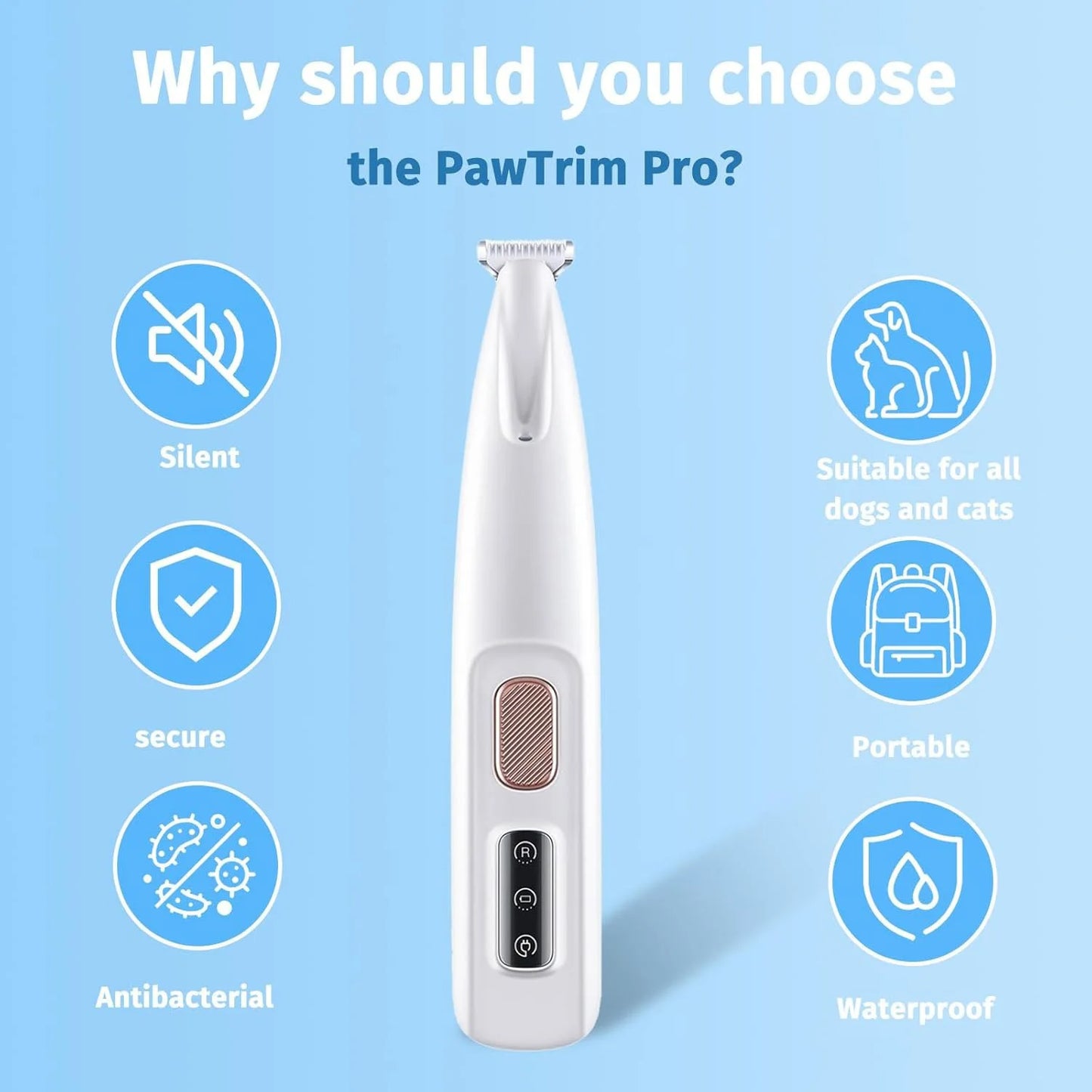 Rechargeable Paw Trimmer For Cats And Dogs With LED Light