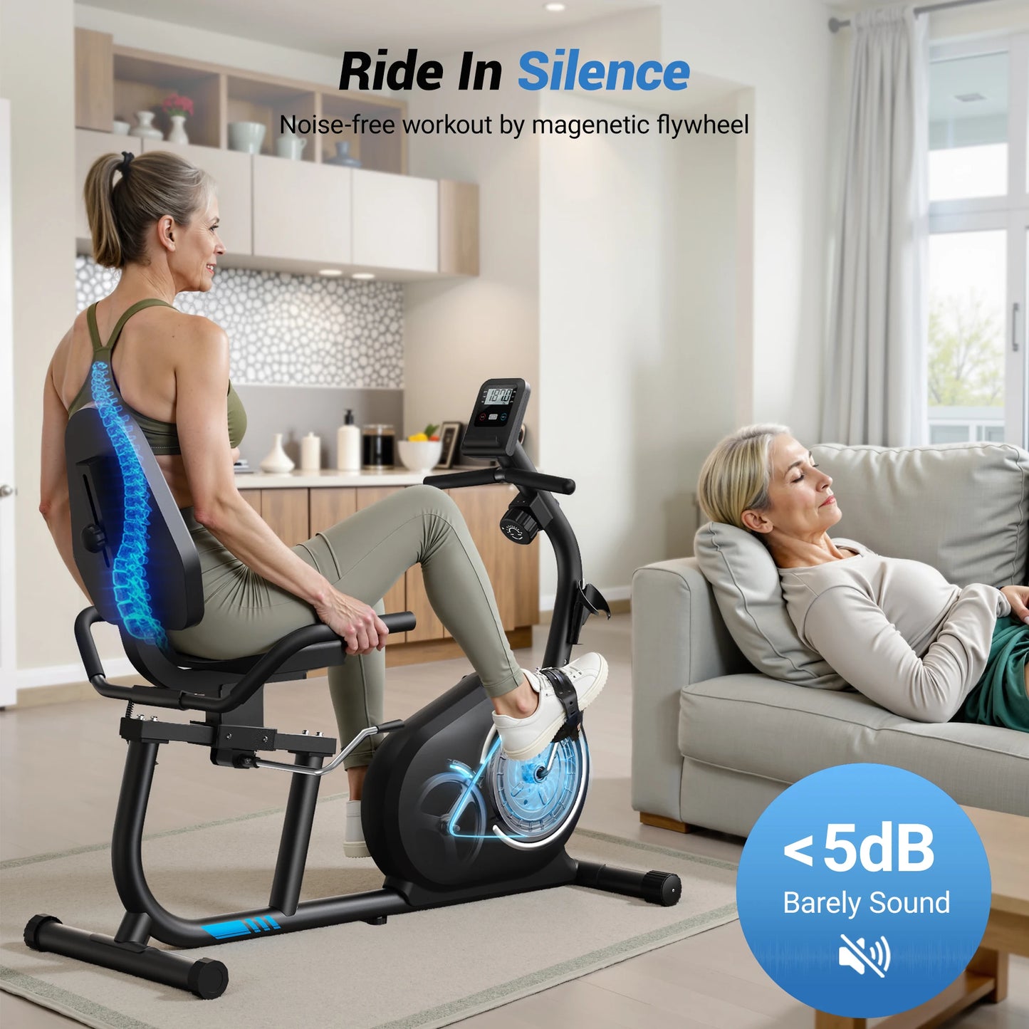 Merach Recumbent Exercise Bike With Smart Bluetooth And Heart Rate